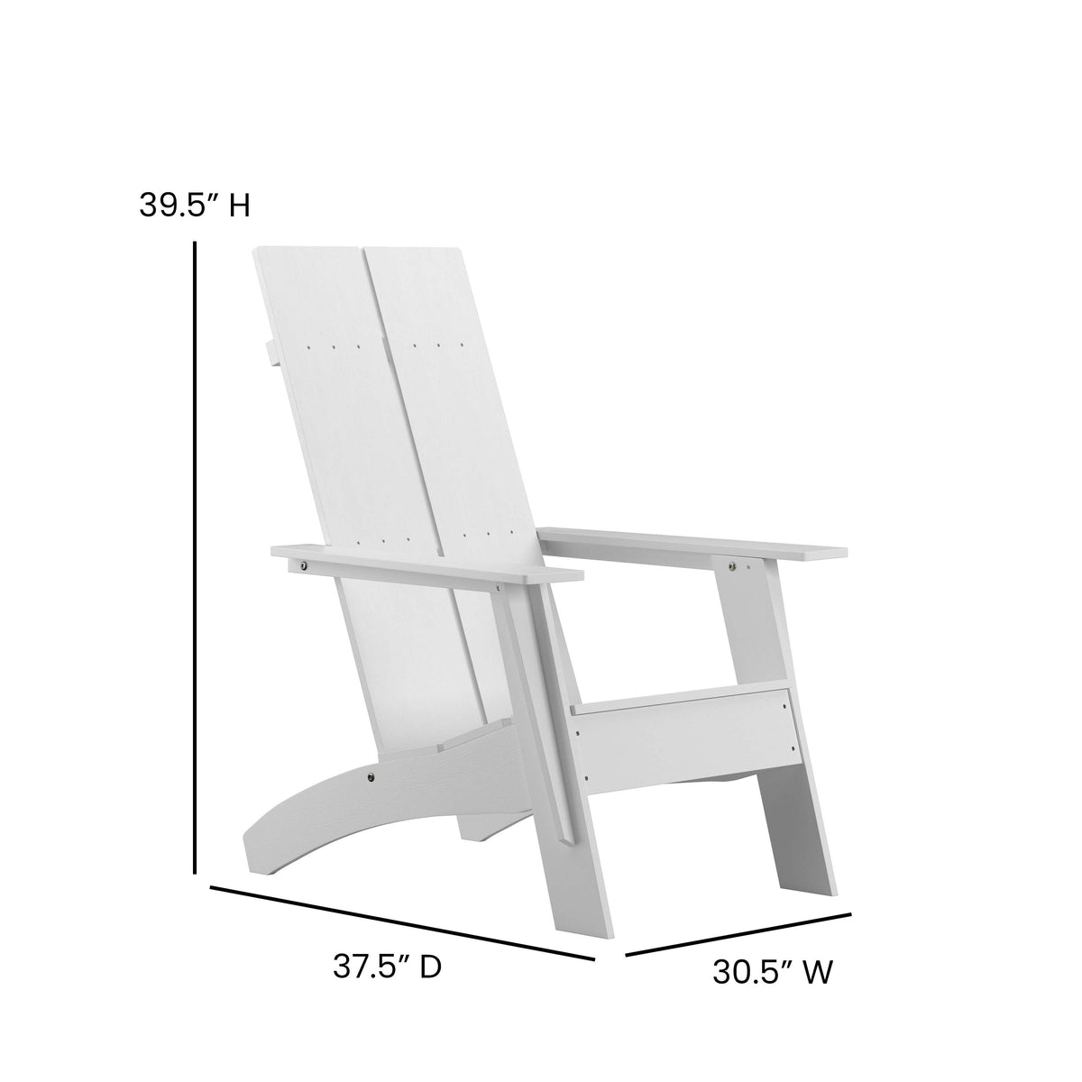 White |#| Set of 2 Indoor/Outdoor 2-Slat Adirondack Style Chairs & Footrests in White