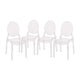 Set of 4 Extra Wide Resin All-Weather Transparent Crystal Ghost Banquet Chairs