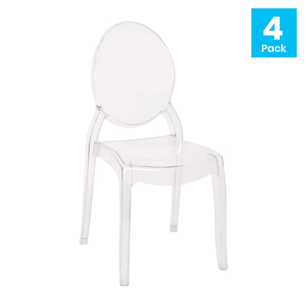 Set of 4 Extra Wide Resin All-Weather Transparent Crystal Ghost Banquet Chairs