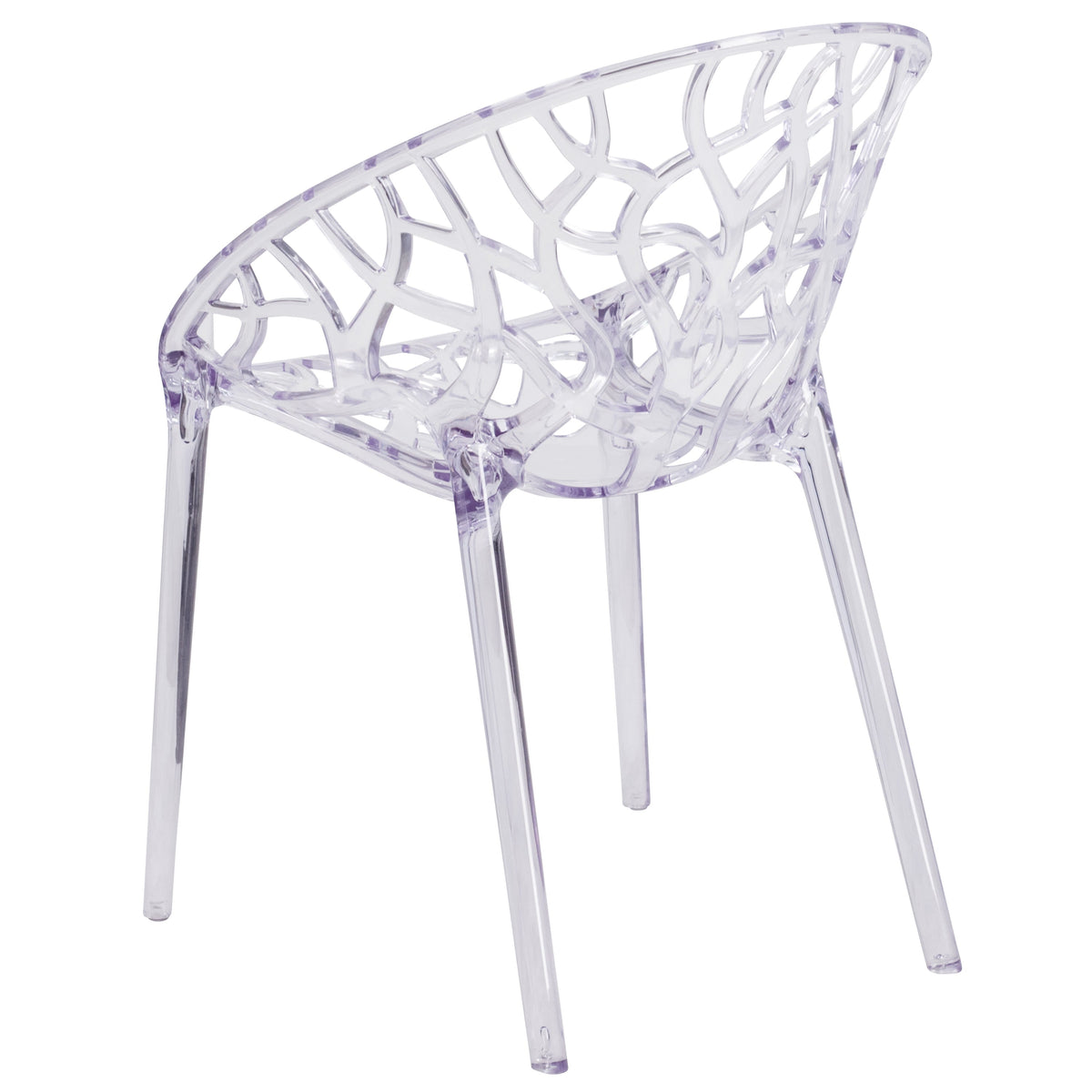 Transparent Oval Shaped Stacking Side Chair with Artistic Pattern Design
