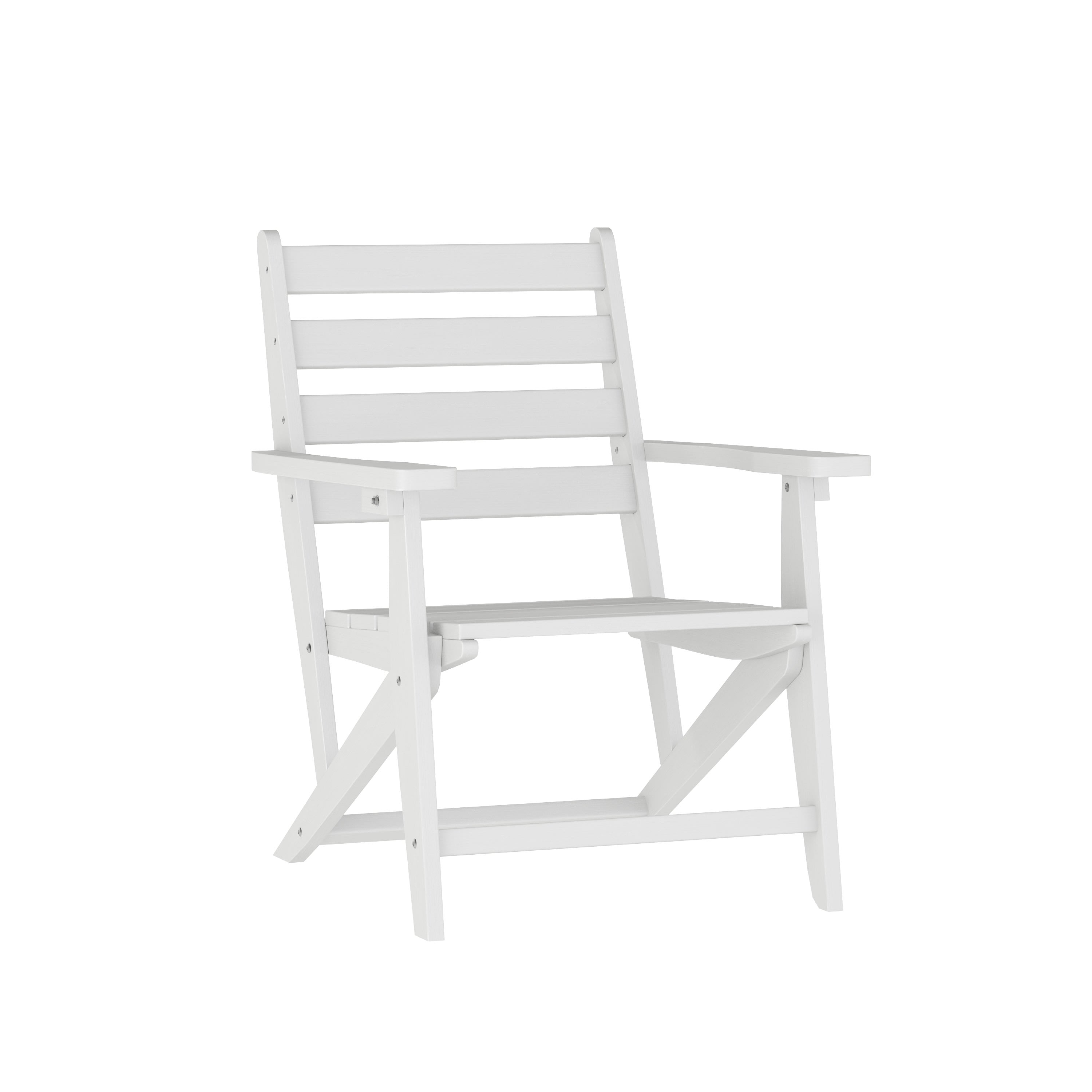 Flash Furniture Tolleson Commercial Grade Adirondack Dining Chair with Fold Out Cup Holder Weather Resistant Recycled HDPE Adirondack Chair White