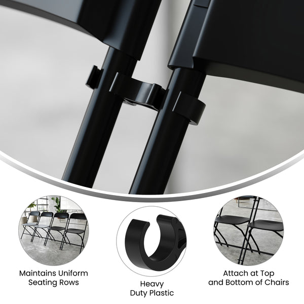 Black |#| Black Wide Plastic Ganging Clips - Set of 2 - Designed For .75" Diameter Frames