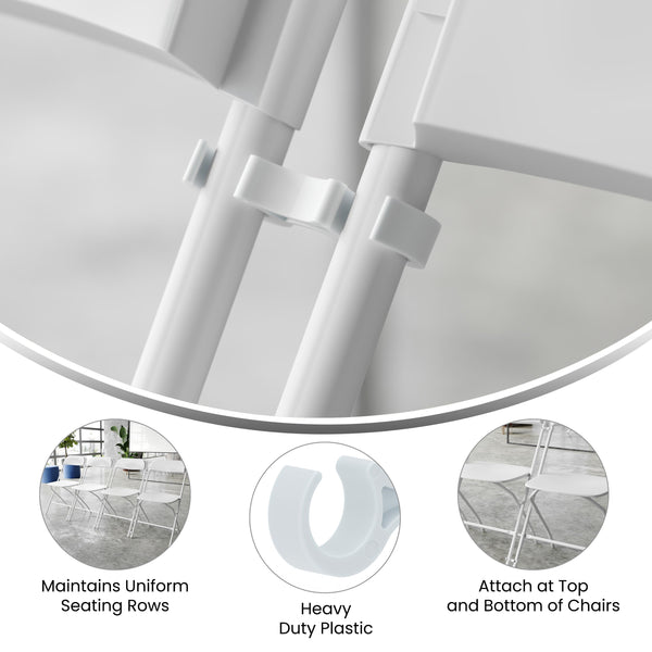White |#| White Wide Plastic Ganging Clips - Set of 2 - Designed For .75" Diameter Frames
